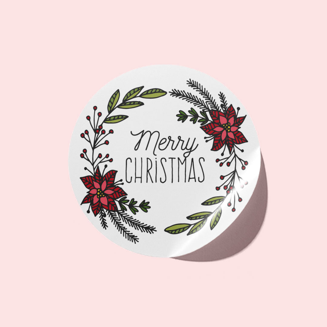 Festive Wreaths Merry Christmas Stickers