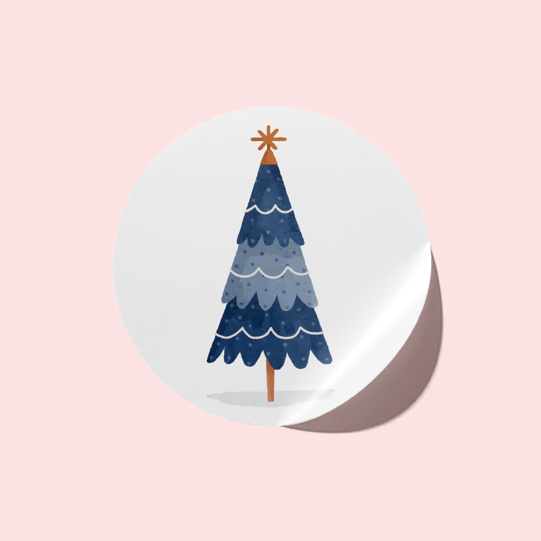 Blue Christmas Tree Stickers