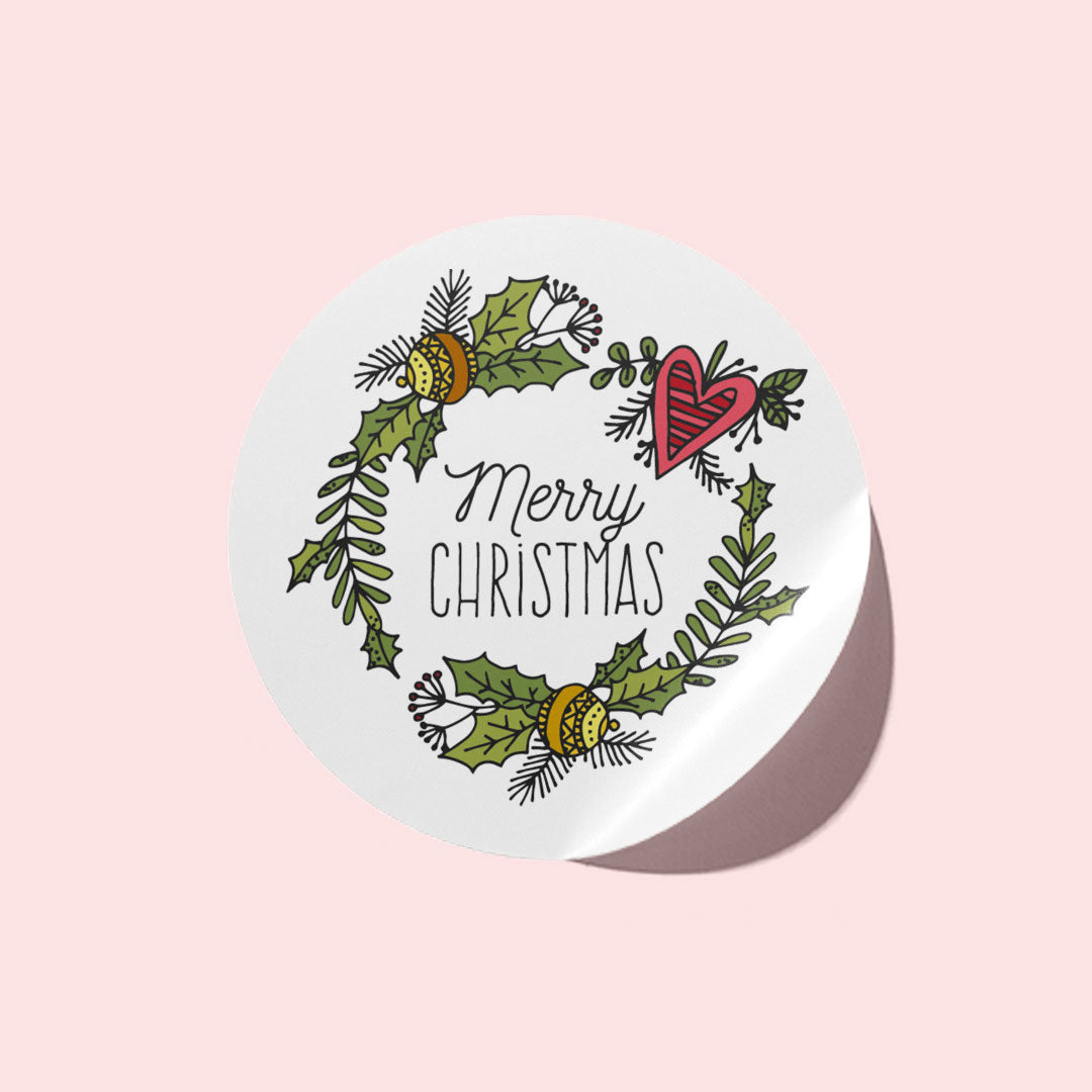 Festive Wreaths Merry Christmas Stickers