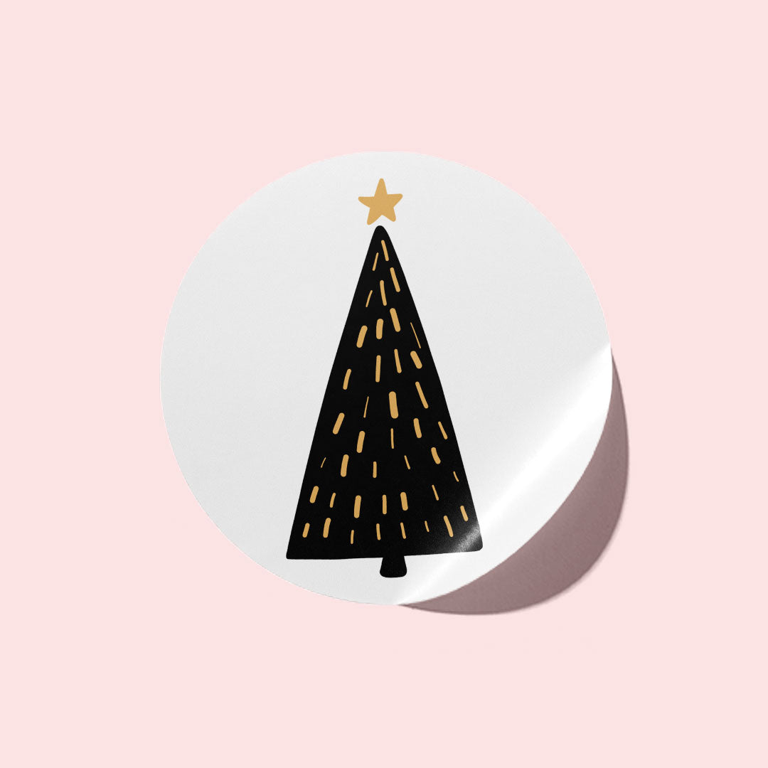 Black and Tan Christmas Tree Stickers