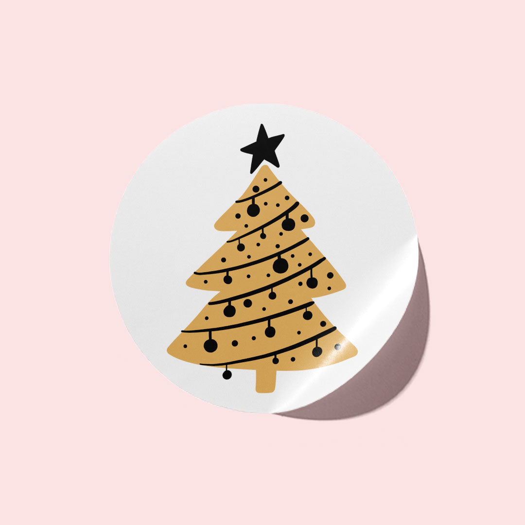 Black and Tan Christmas Tree Stickers