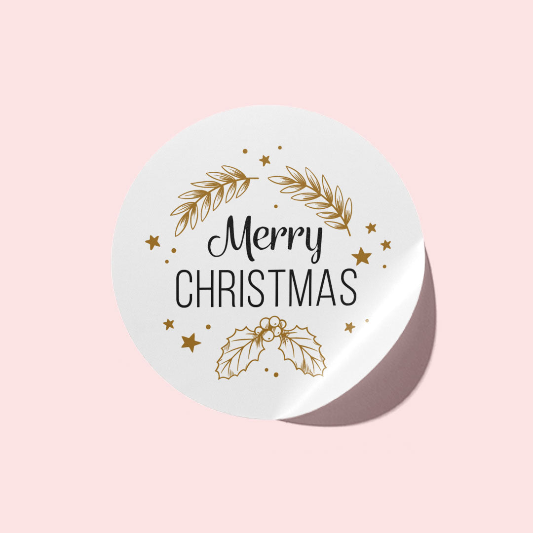 Vintage Beige & Black Christmas Stickers