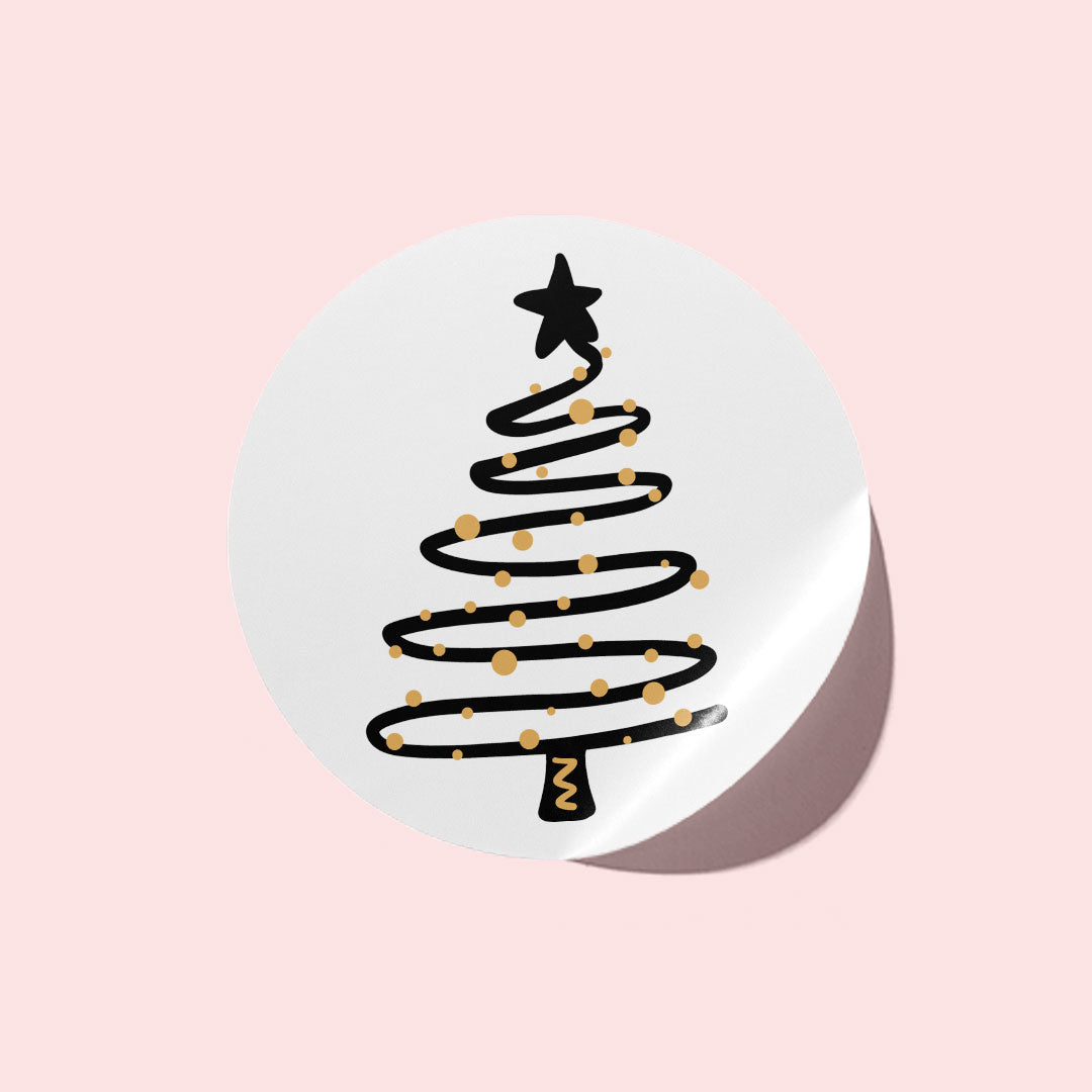 Black and Tan Christmas Tree Stickers