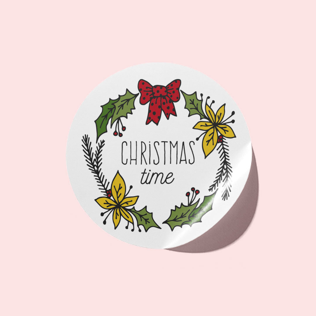 Festive Wreaths Merry Christmas Stickers