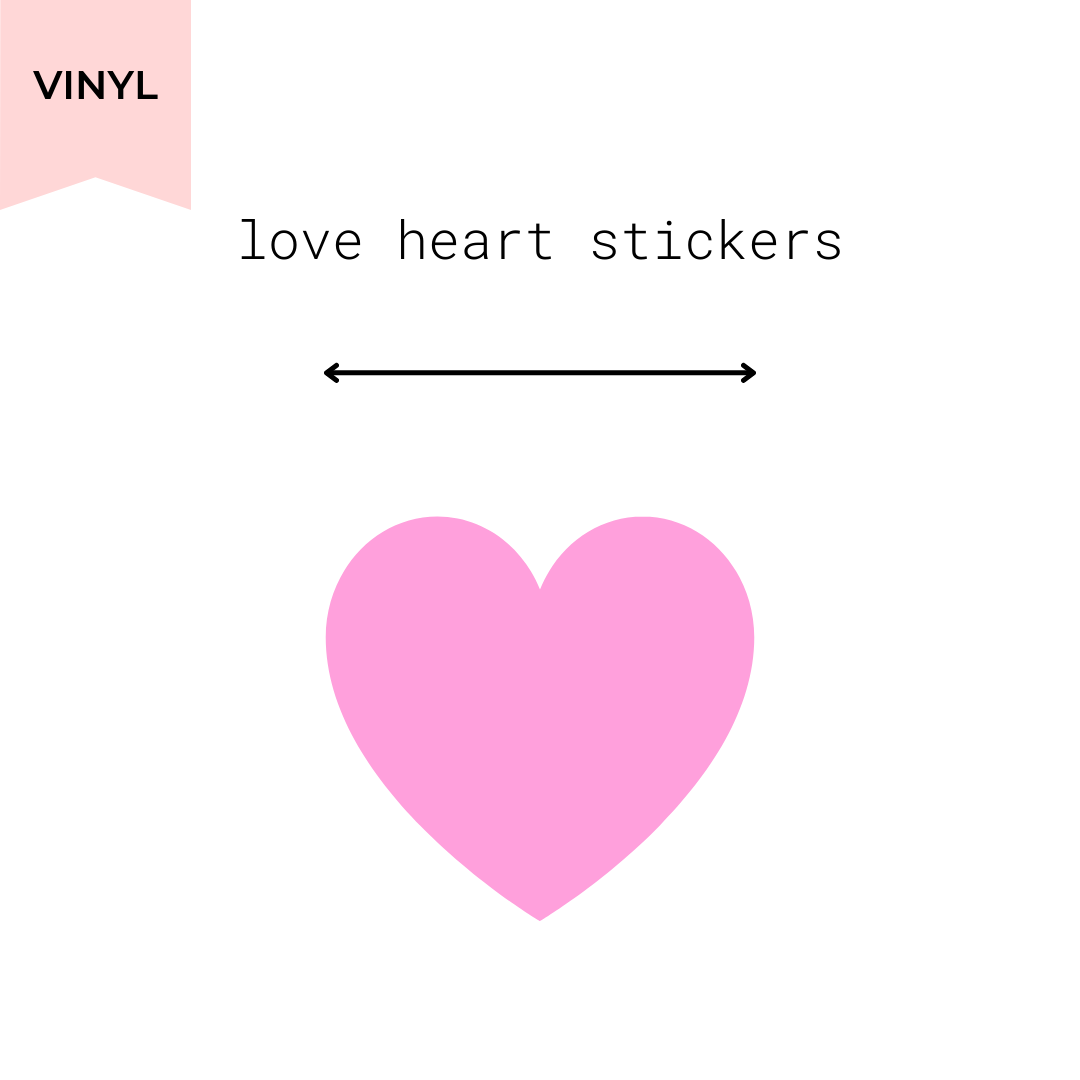 Pink Vinyl Love Heart Stickers