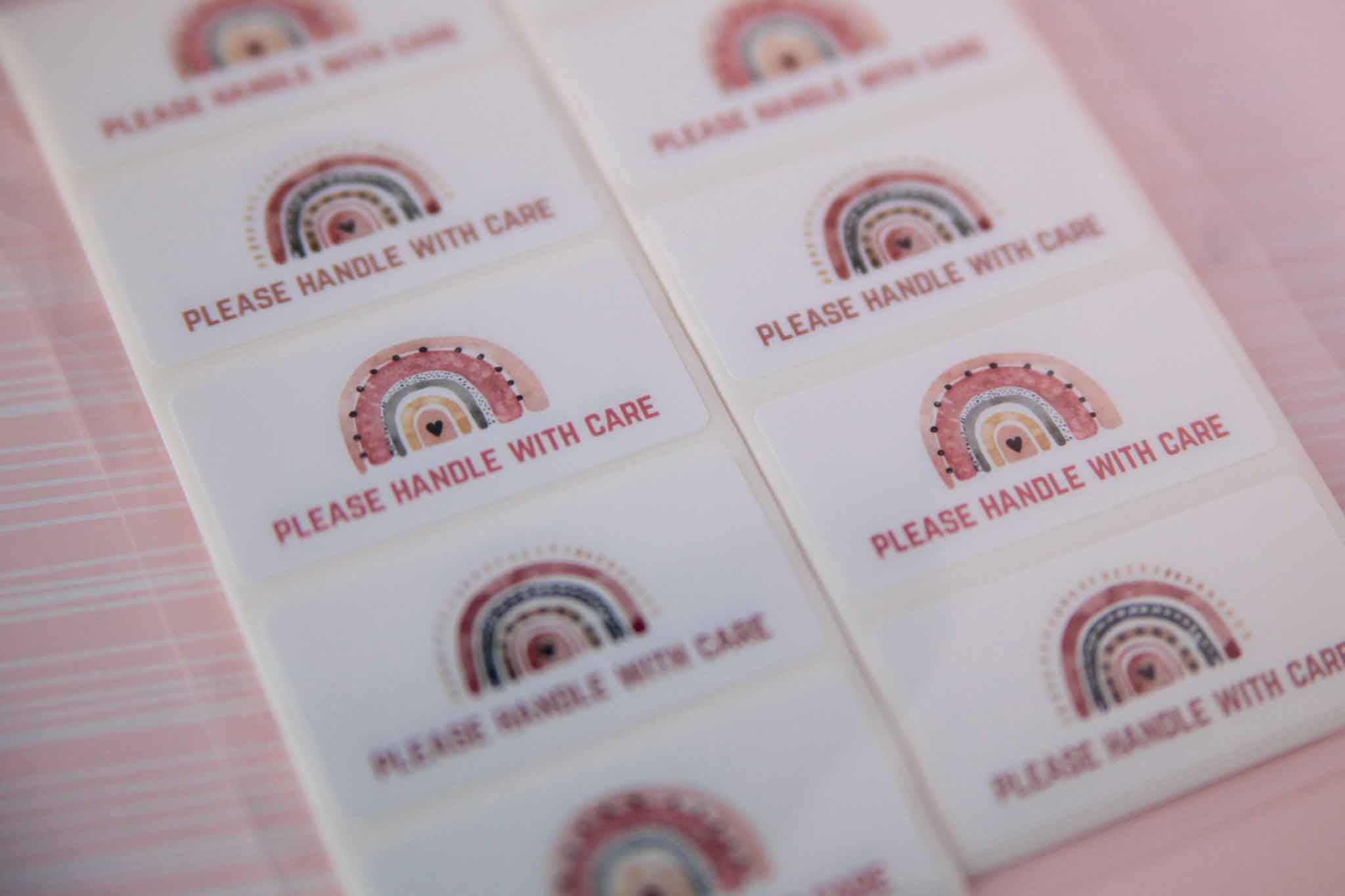 Rainbow Please Handle With Care Stickers