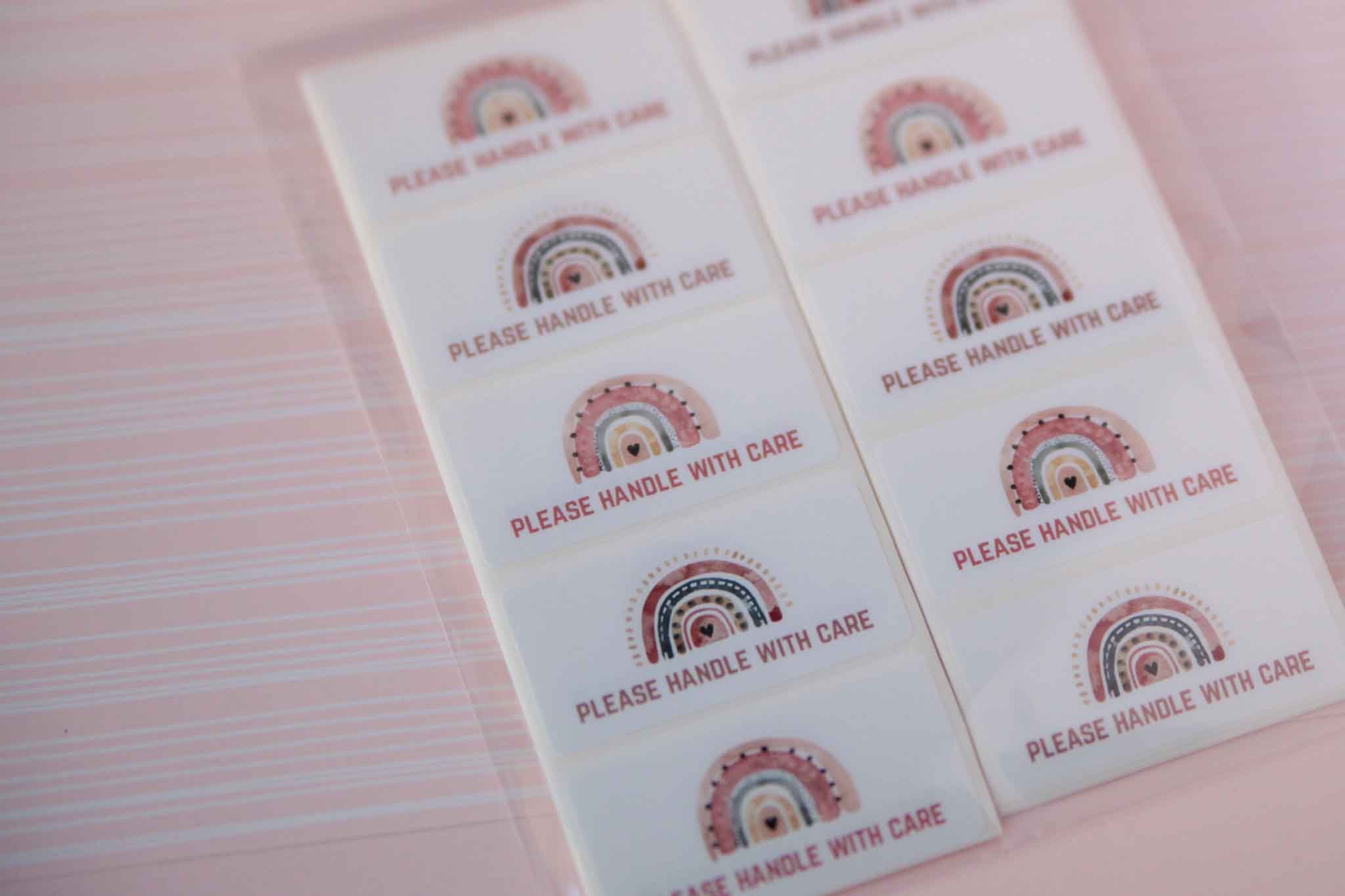 Rainbow Please Handle With Care Stickers