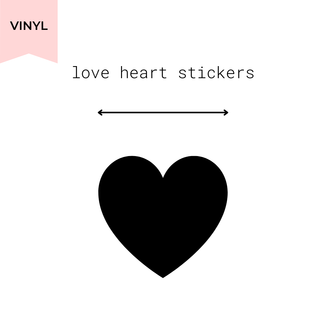 Black Vinyl Love Heart Stickers