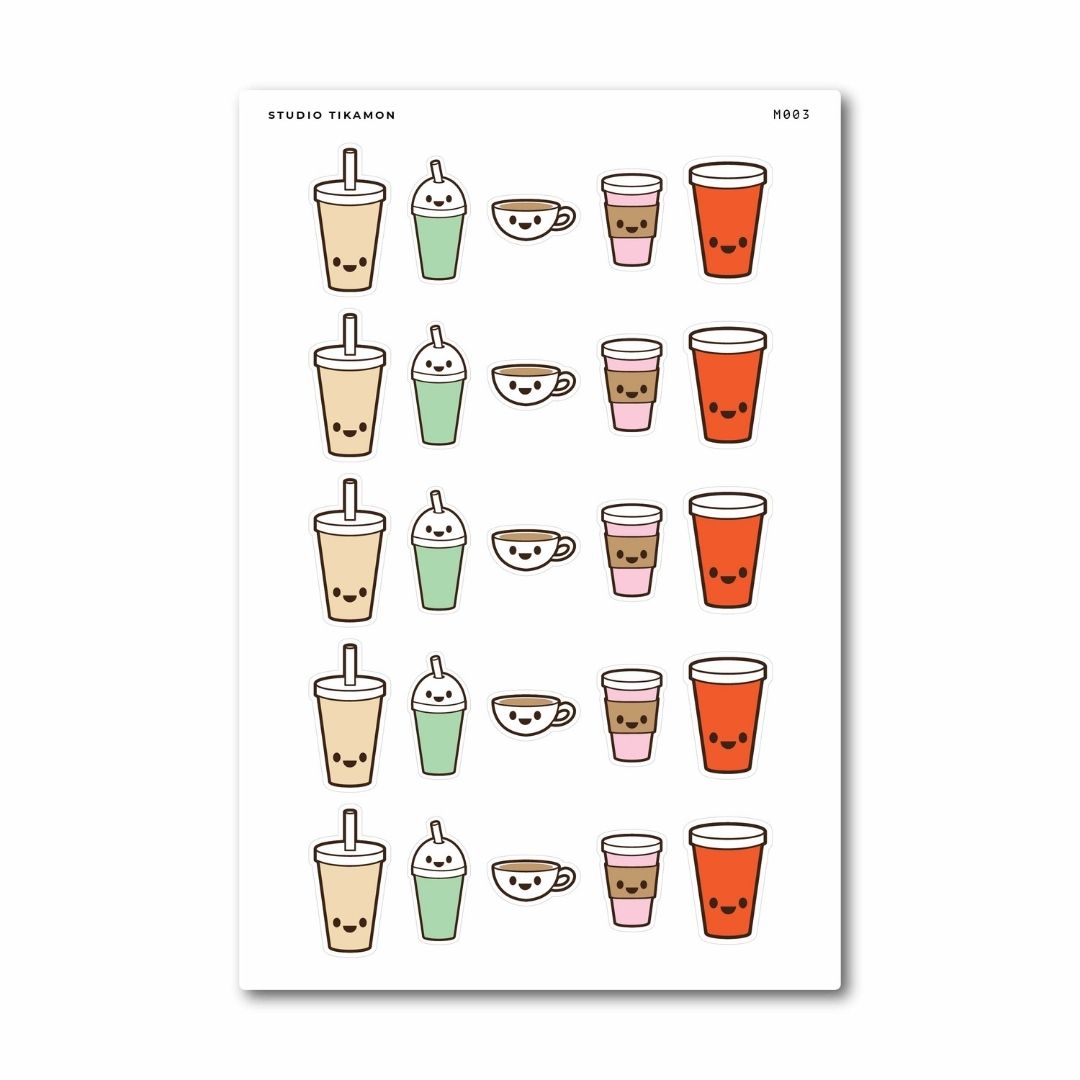 kawaii coffee planner stickers