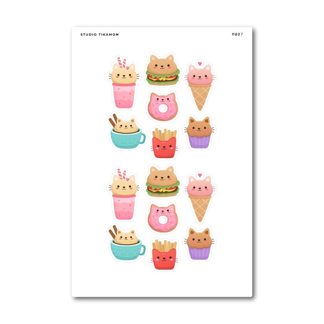 cute kawaii cat cafe planner stickers